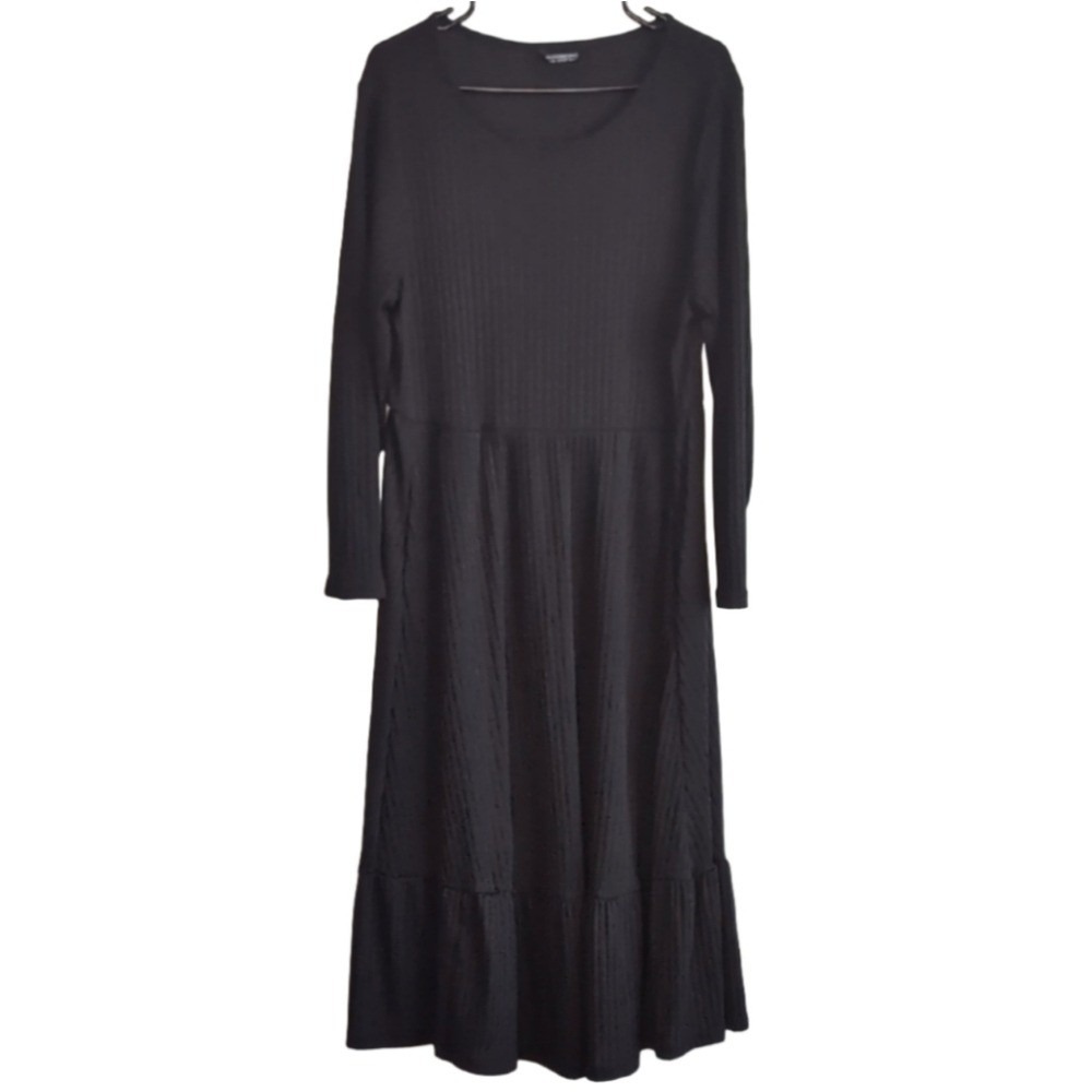 Bloomchic Women's size 14-16 Black Long Sleeve Prairie Skirt Stretchy Dress